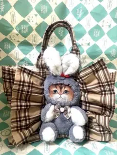 フリル付タータンチェックバッグ コヤンイサムチョンハンドメイド