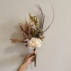 ナチュラル ウェディングブーケ 造花 花束 ブライダル 撮影 オータムカラー