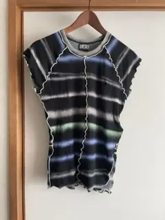 【新品】DIESEL ディーゼル 黒系マルチ柄半袖デザインカットソー