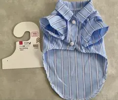 ペット服 シャツ Mサイズ 青と白のストライプのサムネイル