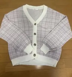 C.O.L.Z.A パープル系チェック Vネックカーディガン M