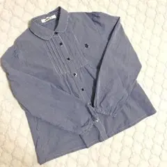 familiar fdash 長袖シャツ 青と白のチェック柄　140