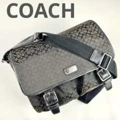 ✨美品✨コーチ　メッセンジャーバッグ　シグネチャー　キャンバス　レザー　斜め掛け