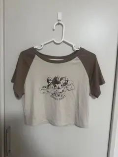 SHEIN ラグラン Tシャツ ピチT ブラウン L