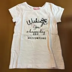 メゾピアノ 半袖Tシャツ ピンク レース ロゴプリント　　140のサムネイル
