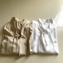 UNIQLO レーヨンボウタイブラウス（長袖）　２枚セット　M