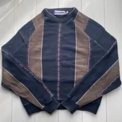 90s USA製 SHENANDOAH コットンニット ブラック ストライプ