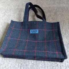 KALDI ネイビー/レッドチェック トートバッグ