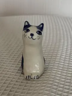 リサラーソン　キャットマンズ ミニ　猫　グレー　ホワイト　置物　陶器