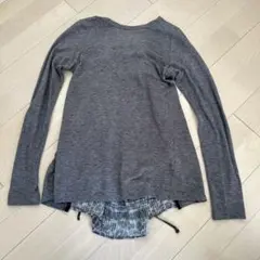 グレー レースアップ 長袖トップス