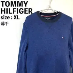 トミーヒルフィガー 刺繍ロゴ マルチカラー コットンニット XL セーター 薄手