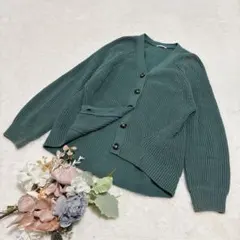 【ジーユー】GU レディース ケーブルコクーンカーディガン グリーン L