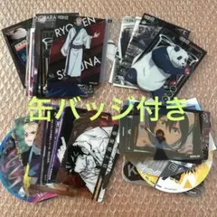 呪術廻戦 キャラクターカードセット48枚、缶バッジ3個