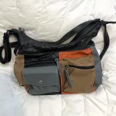 【多機能】パッチワーク風 ショルダーバッグ リュック