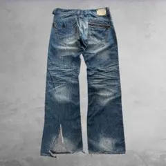 00s vintage ダメージフレアデニム ハチノス 鬼ヒゲ グランジ y2kのサムネイル