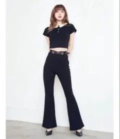 ダーリッチ Darich フレアリブカットパンツ ブラックのサムネイル