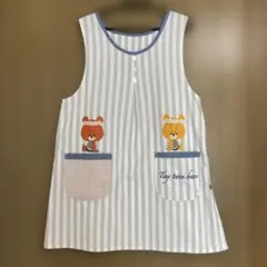 保育士エプロン　ルルロロエプロン　ストライプ柄エプロン　くまのがっこうエプロン