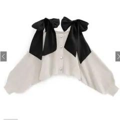 GRL ショルダーリボンオフショルラメニットカーディガン gn334