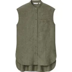 UNIQLO JWアンダーソン リネンスタンドカラーシャツ オリーブ L