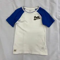 希少 ポロラルフローレン ラグランTシャツ 120 紺白 ヴィンテージ風