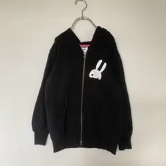 100cm CUNE キューン パーカー ブラック うさぎ りんご