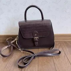 Heather ヘザー 2way ショルダーバッグ クロコ型押し ブラウン