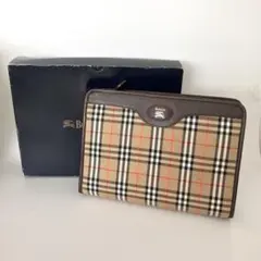 未使用級　Burberrys ノバチェック　クラッチバッグ　ホースロゴキャンバス