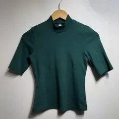 UNIQLO グリーン ハイネック 半袖 S 美品