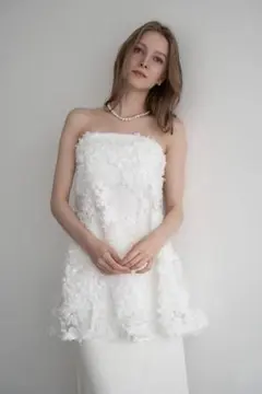 flower lace gather tops ホワイト - メルカリ