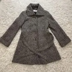 【courreges】ツイードロングコート ウールコート M