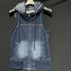 70 SCOT CLUB フード付きジレ デニムブルー