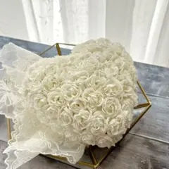 ホワイトハート型造花ブーケみたいな飾り　ブーケ素材にも　オマケ付き