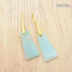 14kgf 天然石 グリーンアベンチュリン 淡水パール ピアス イヤリング