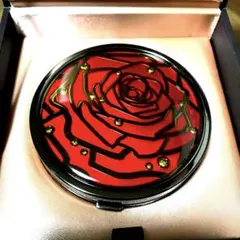 【非売品】美品　未使用品　花椿CLUB感謝品　コンパクトミラー　収納ケースローズ
