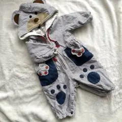 base a maman可愛いクマ耳付きロンパースカバーオール70