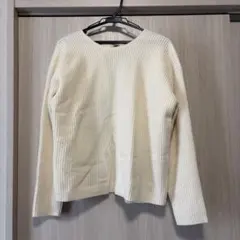 Theory アイボリー リブニット　カシミヤウール混合
