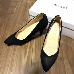 【nouer】 パンプス オケージョン ブラック 黒 ラメ お呼ばれ