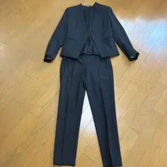 Theory セオリー ノーカラー パンツスーツ セットアップ ネイビー
