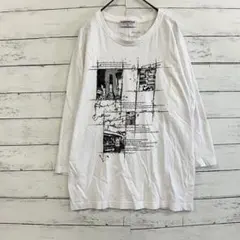 COMONTAGE 都会的ロゴ Tシャツ M 体型カバー 白 人気デザイン✨