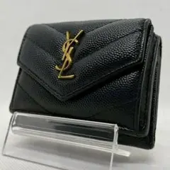 ◆極美品/近年モデル◆イヴサンローラン カサンドラ 三つ折り財布 キャビアスキン