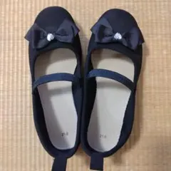 子供・女の子／黒いリボン付きフォーマルシューズ ／黒／21.0