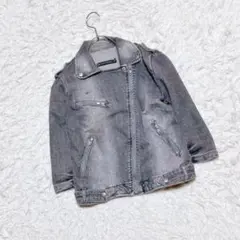 ZARA WOMAN デニム ライダース ジャケット ウォッシュ加工 グレー S