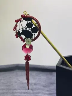 【公式・廃盤】wargo 花透細工一本簪（赤）／ロング軸・高剛性／主役級の一本簪