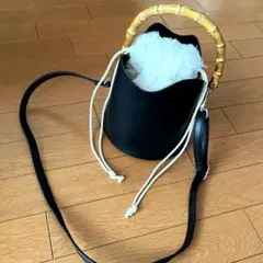 ファー巾着付きバケツ型ショルダーバッグ