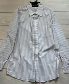 【美品】FOUND GOOD 長袖ワイシャツ ストライプ ライトグレー ＸＬ