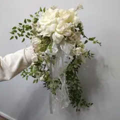 ウエディング造花 ラウンド型ブーケ他3点セット