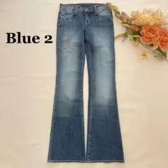 Blue 2 USA製デニムピンクステッチB2刻印ボタン 革パッチジーンズ 23のサムネイル