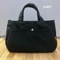 丸底帆布トートバッグ ブラック 黒色 ハンドメイド ペットボトルホルダー付き