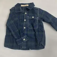 GLOBAL WORK 長袖シャツ Sサイズ ネイビー・グリーンチェック