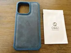 iPhone 14 Pro ケース カバー ネイビー ONES レザー